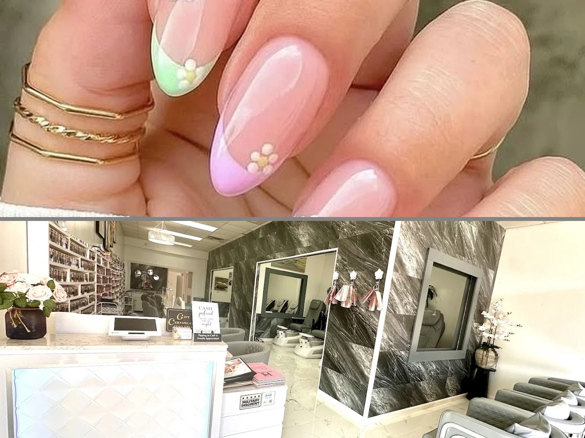 Display of nail art and polish colors.